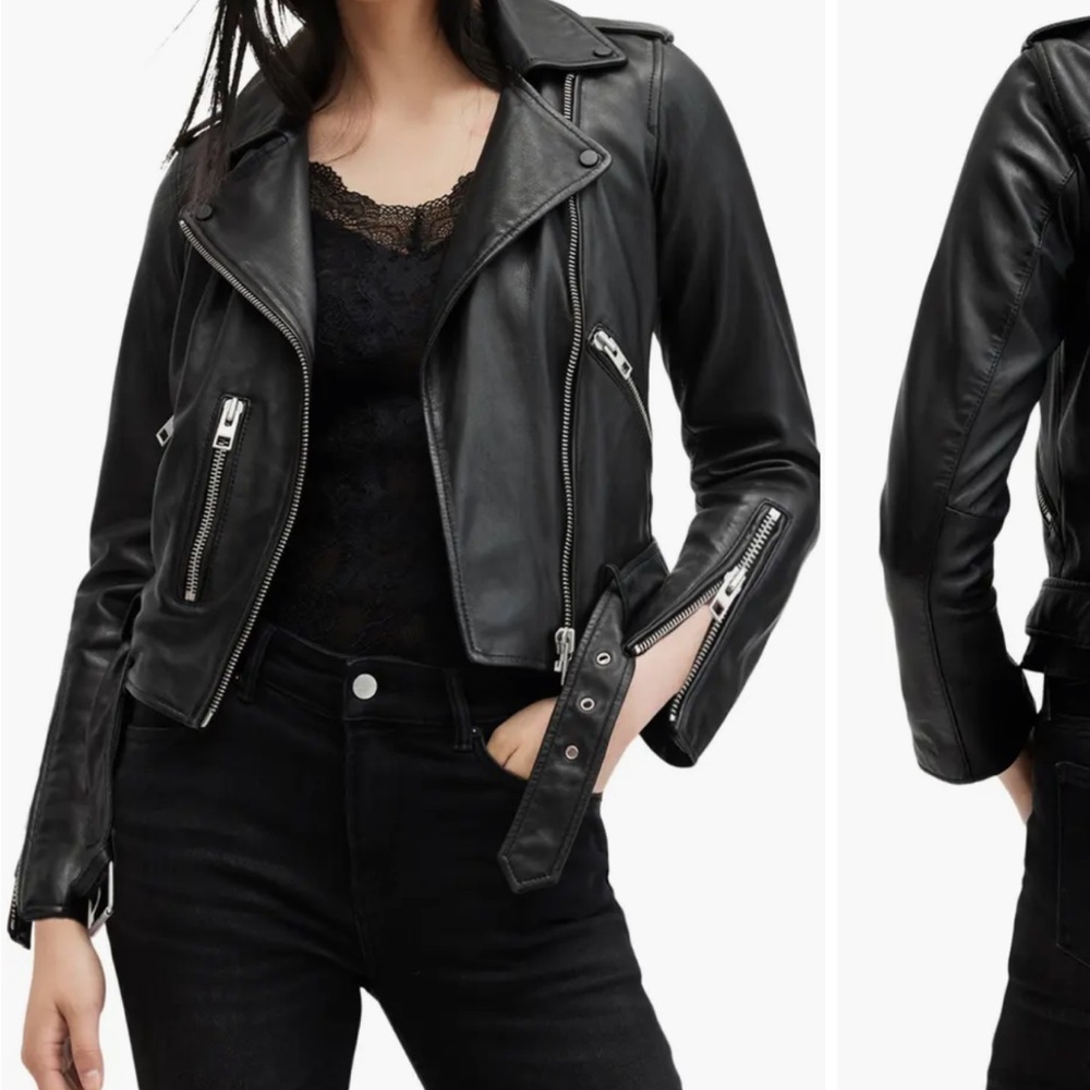 All saints leather jacket US size 4 - Picture 1 of 8